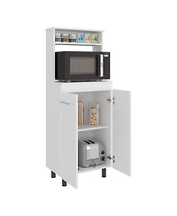 Fm Furniture Taylor Kitchen Storage Cabinet with Microwave Shelf and Doors