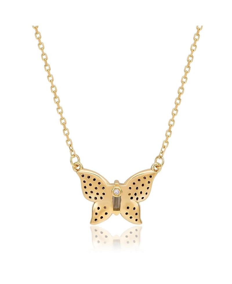 Suzy Levian New York Pave Cubic Zirconia Tapered Baguette Butterfly Necklace Sterling Silver