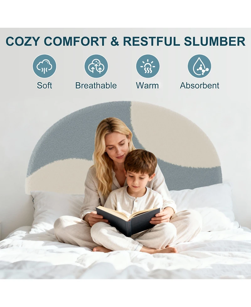 Homfan Modern Boucle Upholstered Kids Bed Frame - Arch Headboard, Wooden Slats, No Box Early Season Needed, Easy Assembly