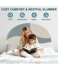 Homfan Modern Boucle Upholstered Kids Bed Frame - Arch Headboard, Wooden Slats, No Box Early Season Needed, Easy Assembly