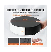 Sugift Adjustable Height Rolling Stool with 400 lbs Capacity, 15.7 in Pu Leather Cushion, 5 Swivel Casters