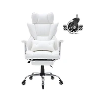 Sugift Reclining Office Chair with Retractable Footrest, 350 lbs Capacity, Pu Leather Wide Seat and Lumbar Support