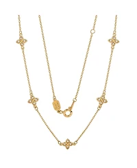 Suzy Levian New York Sterling Silver Cubic Zirconia Flower Station Necklace