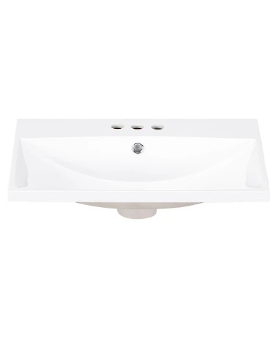 Sillysis Rectangular Ceramic Vanity Top with Sink, 3 Faucet Holes, Easy Maintenance
