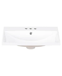 Sillysis Rectangular Ceramic Vanity Top with Sink, 3 Faucet Holes, Easy Maintenance