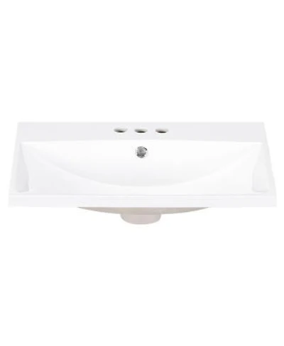Sillysis Rectangular Ceramic Vanity Top With Sink 3 Faucet Holes Easy Maintenance Bathroom Countertop