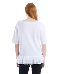 Wilt Women's V-Neck Mixed Media Tee