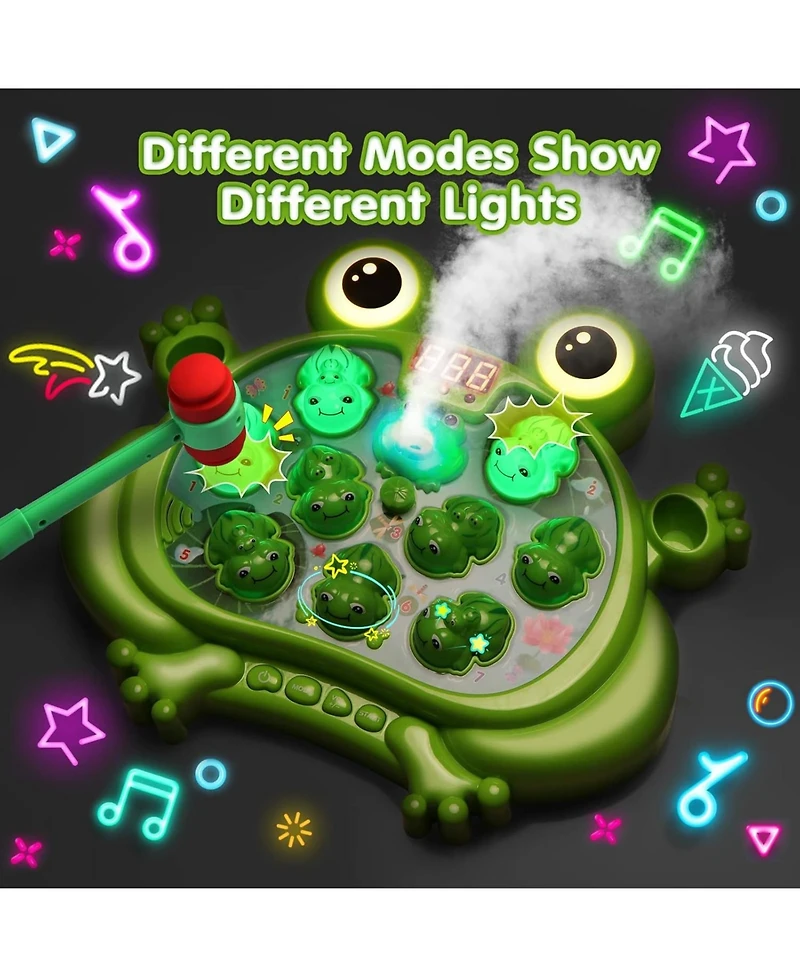 HopeRock Toys , Whack A Frog Game,with 5 Modes,45 Levels,9 Music Spray and Light-up
