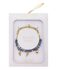 Unwritten Cubic Zirconia Beaded Layer Bracelet with Faith Charms Slider Bracelet