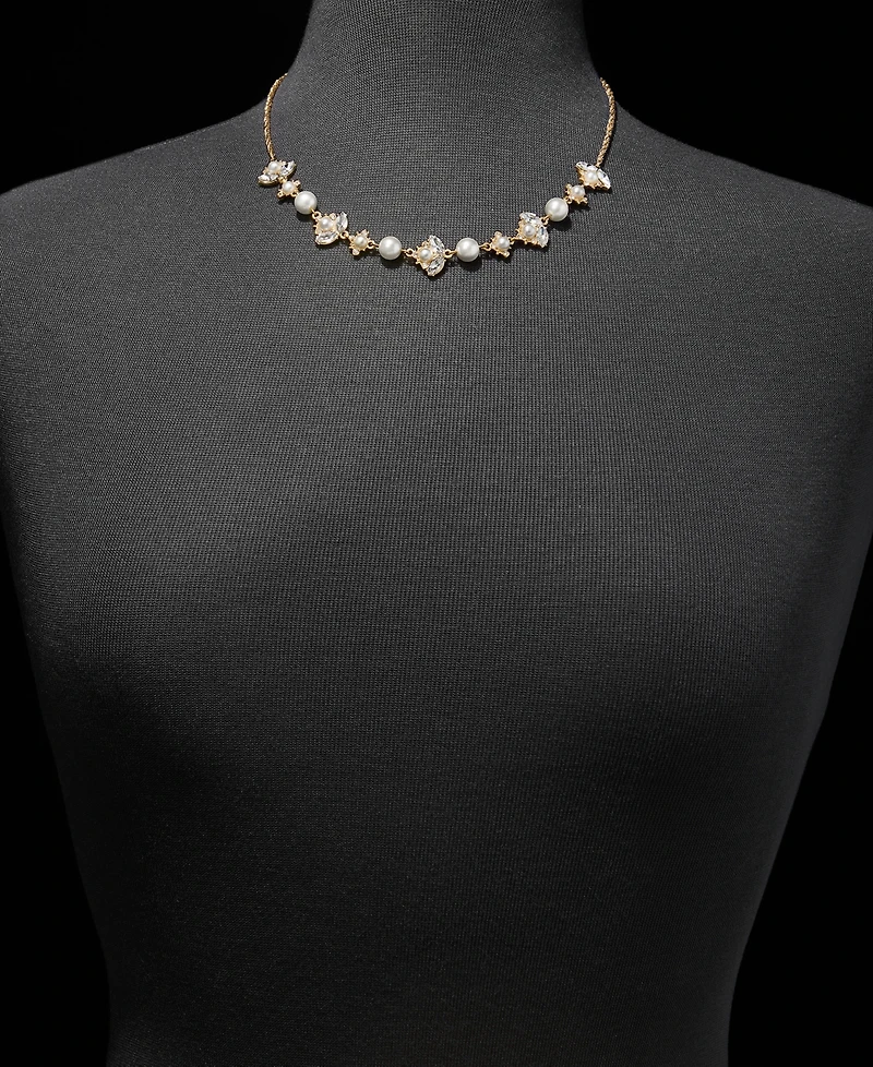 Marchesa Crystal & Imitation Pearl Statement Necklace, 16" + 3" extender