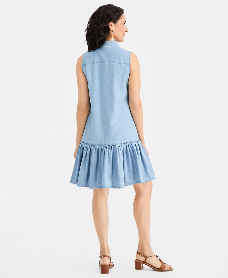 Style & Co Women's Cotton Chambray Sleeveless Dress, Macy's Exclusive