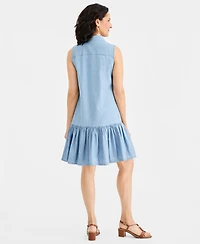 Style & Co Women's Cotton Chambray Sleeveless Dress, Macy's Exclusive