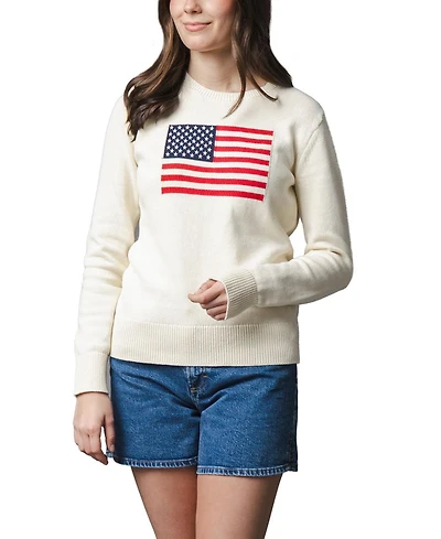 Hope & Henry Women's and Organic Crew Neck Flag Sweater