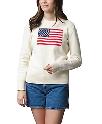 Hope & Henry Women's and Organic Crew Neck Flag Sweater