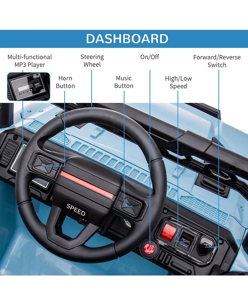 Aosom Battery-Operated Ride on Toy W/ Music, Outdoor Toy for Toddlers & Kids, Blue