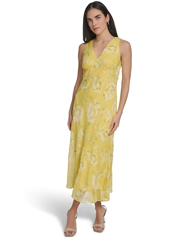 Calvin Klein Women's V Neck Midi Dress