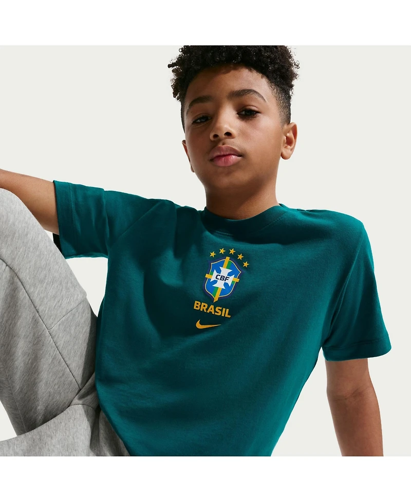 Nike Big Boys and Girls Green Brazil National Team Crest T-Shirt