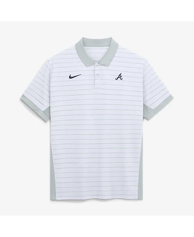 Nike Men's White Atlanta Braves Authentic Collection Striped Victory Dri-fit Polo Shirt