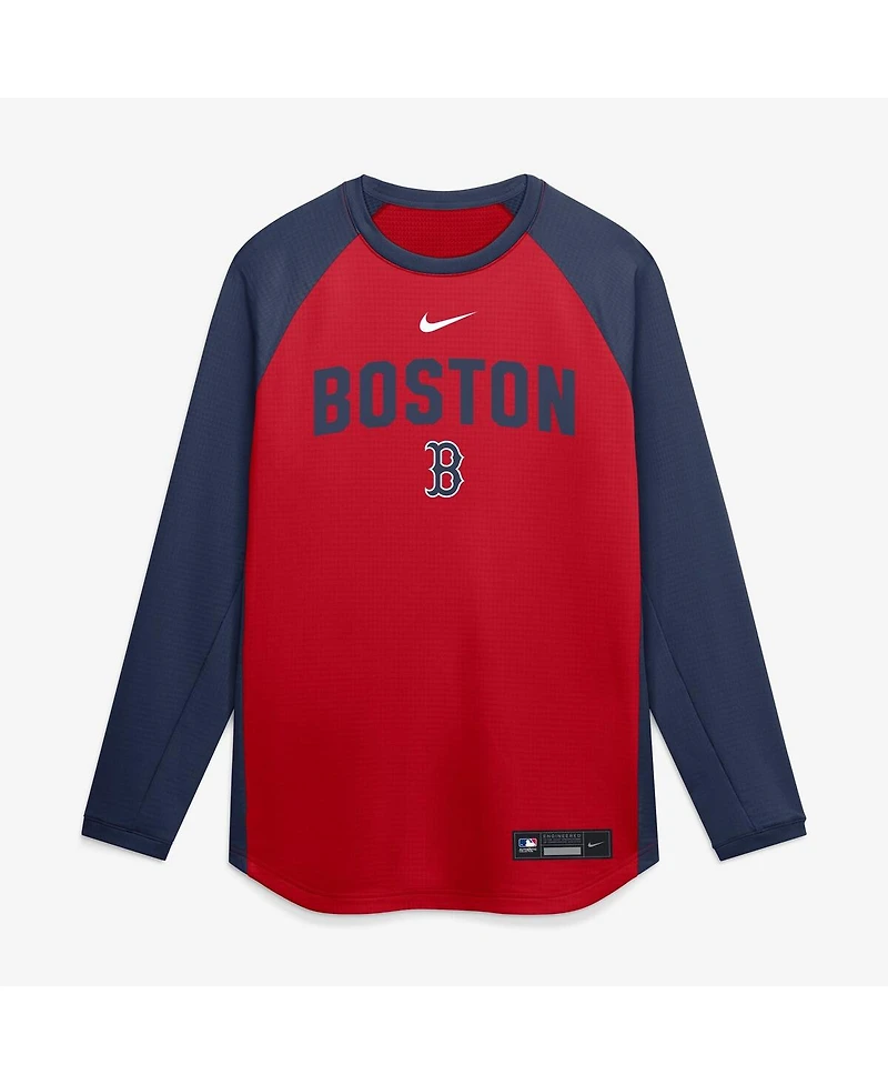 Nike Men's Red Boston Sox Authentic Collection Raglan Dri-fit Sweatshirt