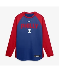 Nike Men's Royal Philadelphia Phillies Authentic Collection Raglan Dri-fit Sweatshirt