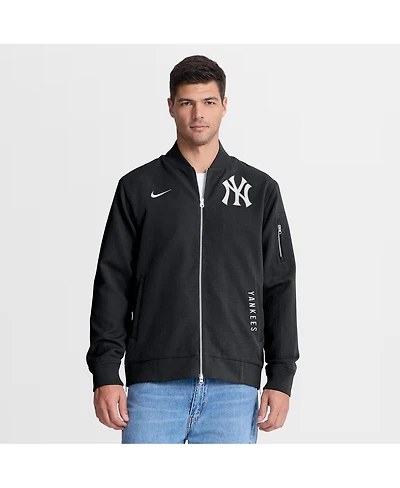 Nike Men's Black New York Yankees Authentic Collection Dugout Relaxed Full-Zip Bomber Jacket