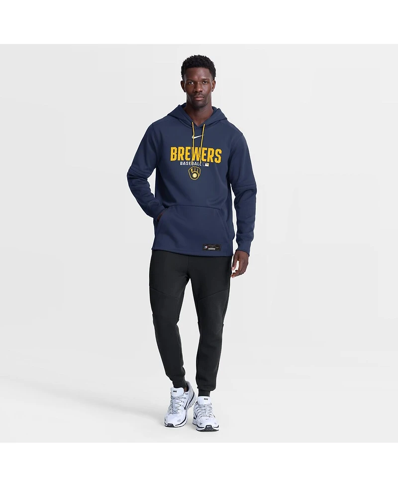 Nike Men's Navy Milwaukee Brewers Authentic Collection Therma-fit Hoodie