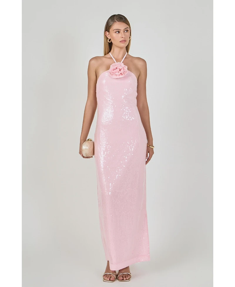 endless Rose Women's Haltered Sequins Maxi Dress