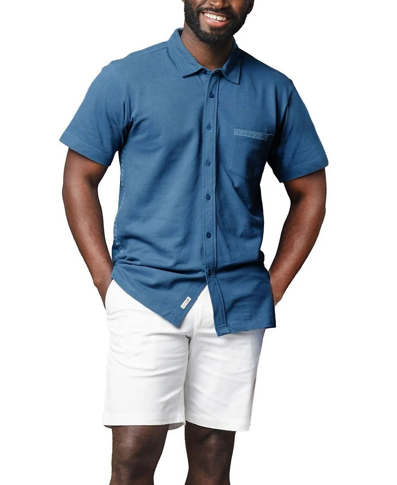 Hope & Henry Men's and Organic Pique Short Sleeve Shirt