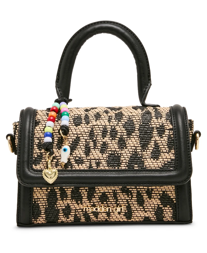 Madden Girl Davinas Straw Mini Top Handle Satchel Handbag