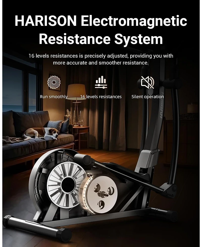 Harison Elliptical Machine for Home, 350 Lbs Capacity, 16-Level Magnetic Resistance (Hrm-E1190)