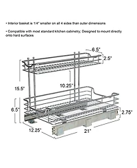 Household Essentials Glidez Steel Pull-Out Storage Organizer, 2-Tier Design