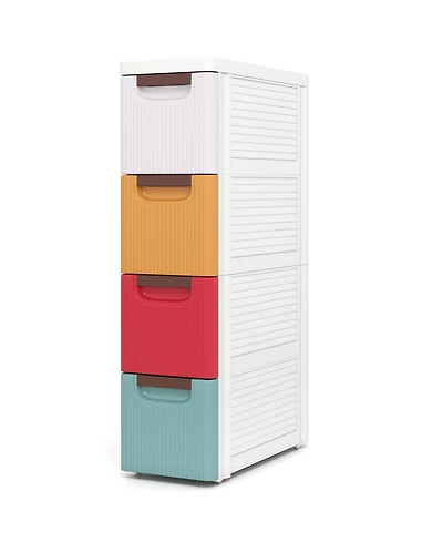 Sugift 4-Drawer Slim Rolling Storage Cart with Built-In Wheels