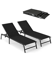 Gouun Foldable Patio Chaise Lounge Chair Set of 2 with 5-Position Adjustable Backrest