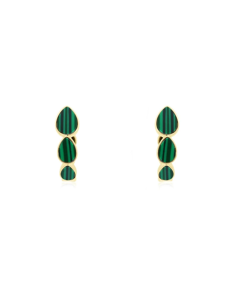 The Lovery Malachite Inside Out Hoop Earrings 14K Gold-Plated Sterling Silver