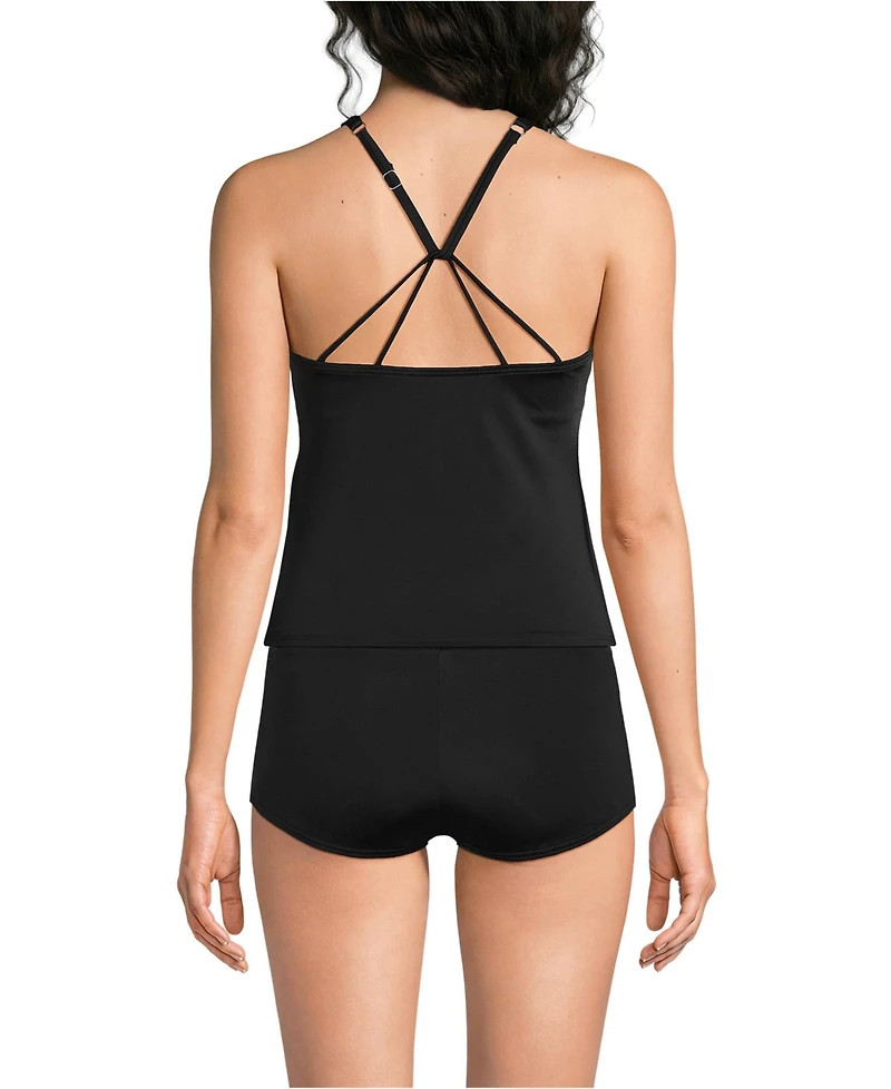 Lands' End Women's D-Cup Tugless High Neck Strappy Back Tankini Top