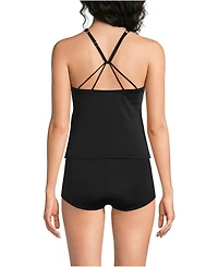 Lands' End Women's D-Cup Tugless High Neck Strappy Back Tankini Top