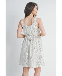Hello Miz Maternity Empire Waist Polka Dot Tie-Shoulder Dress