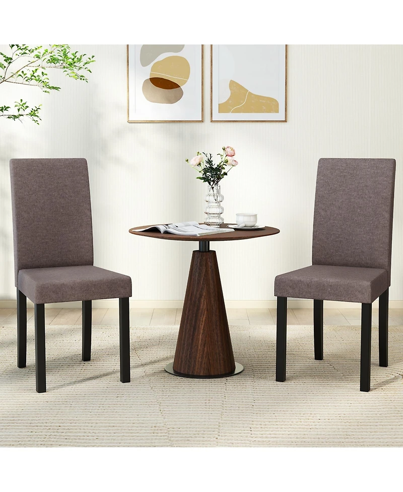 Gymax Dining Chair Set of Fabric Upholstered Rubber Wood Legs Side Armless