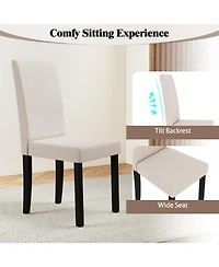 Gymax Dining Chair Set of Fabric Upholstered Rubber Wood Legs Side Armless