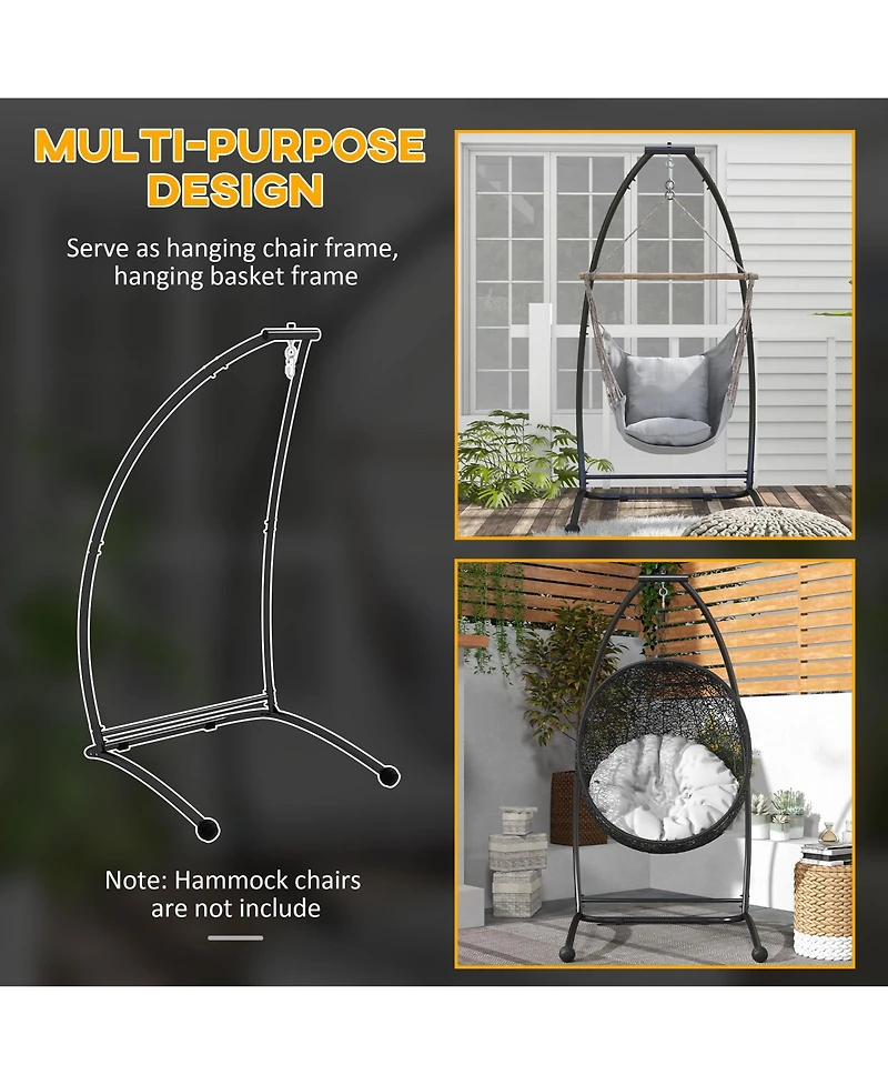 Outsunny Hammock Chair Stand. Metal Frame C Shape Hammock Stand, Black