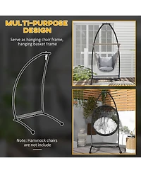 Outsunny Hammock Chair Stand. Metal Frame C Shape Hammock Stand, Black