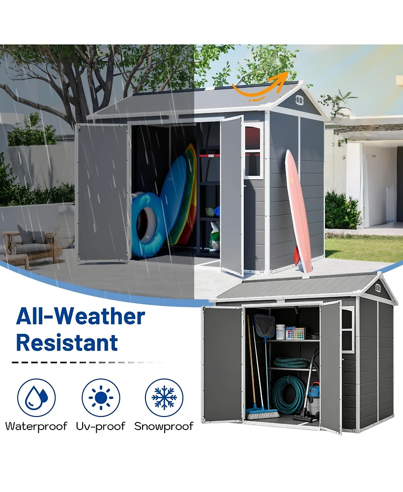 Sumyeg 8 feet 6 feet Outdoor Garden Shed with Lockable Doors