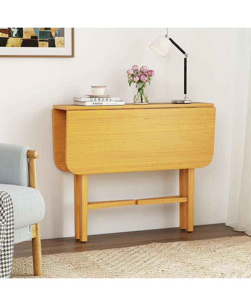 Sugift Foldable Dining Table for 2-4 People with Rubber Wood Legs for Small Space