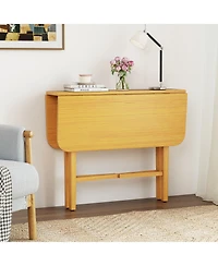 Sugift Foldable Dining Table for 2-4 People with Rubber Wood Legs for Small Space