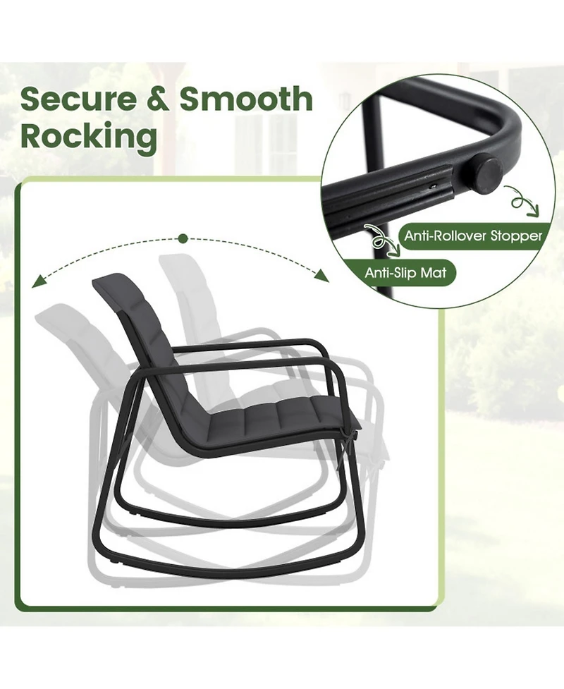 Gouun 3-Piece Outdoor Rocking Bistro Set with Tempered Glass Table