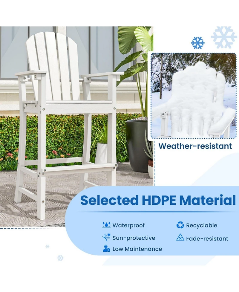 Gouun Counter-Height Hdpe Outdoor Bar Stool with Armrests, Footrest, and 360 lbs Capacity