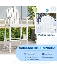 Gouun Counter-Height Hdpe Outdoor Bar Stool with Armrests, Footrest, and 360 lbs Capacity