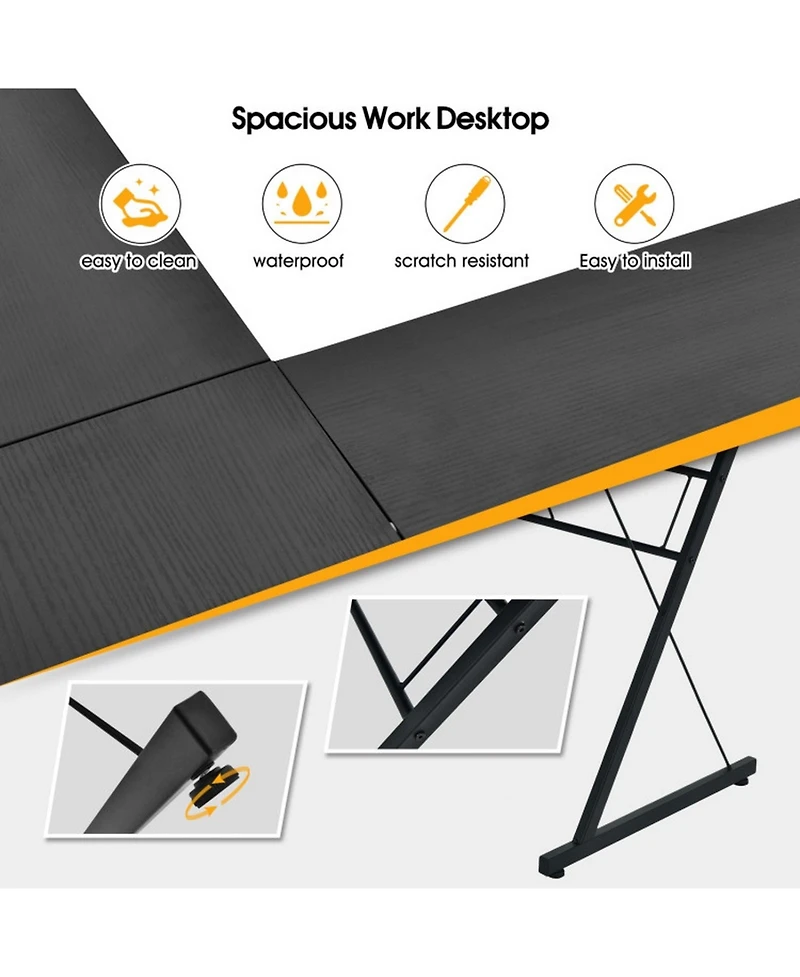 Gouun Wood Compact Writing Desk with Integrated Bookshelf