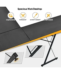 Gouun Wood Compact Writing Desk with Integrated Bookshelf