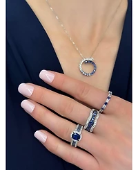 Suzy Levian New York Sapphire Ombre Circle Journey Pendant Sterling Silver